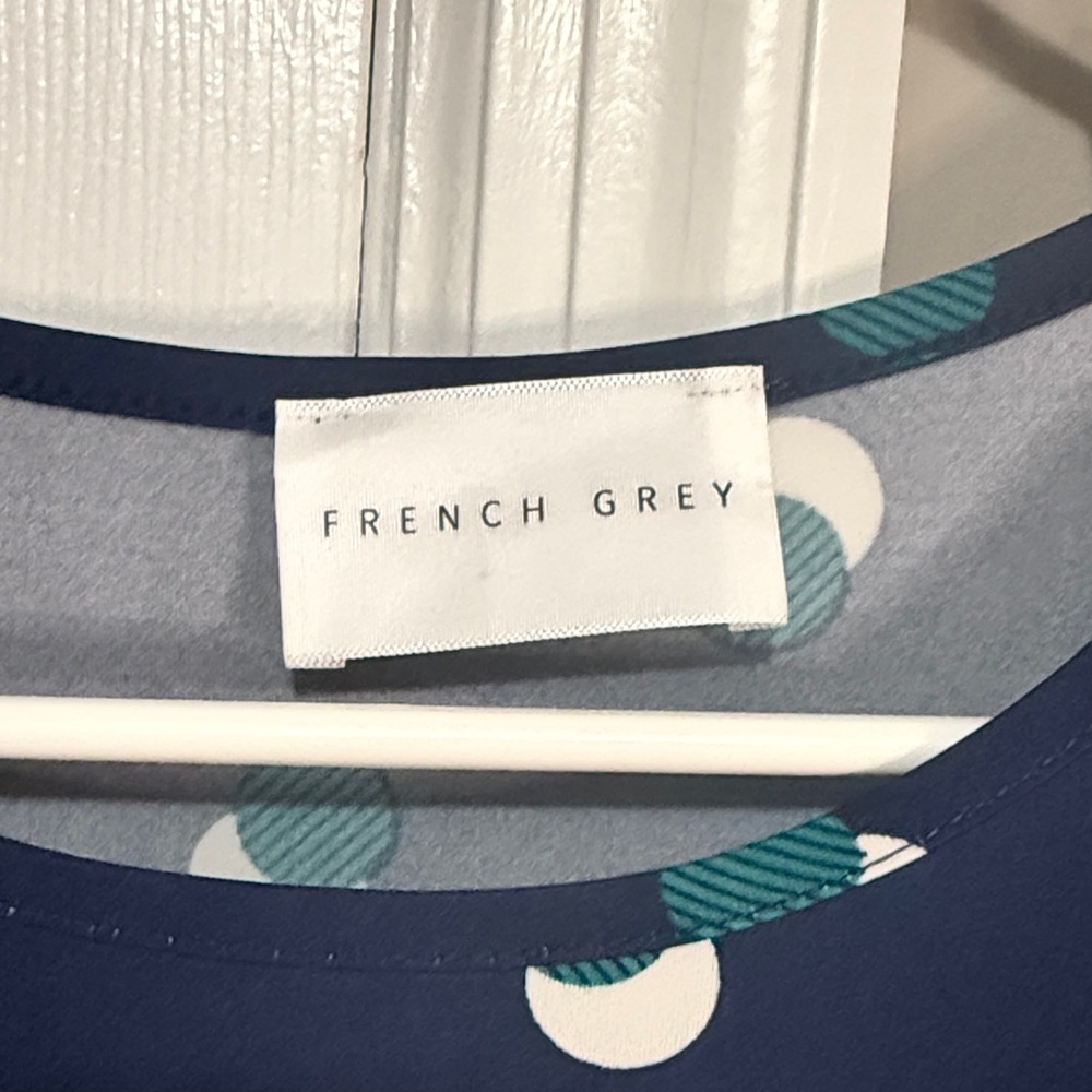 French Grey Teal and White Polka Dot Dress size Small NWOT - Picture 2 of 5
